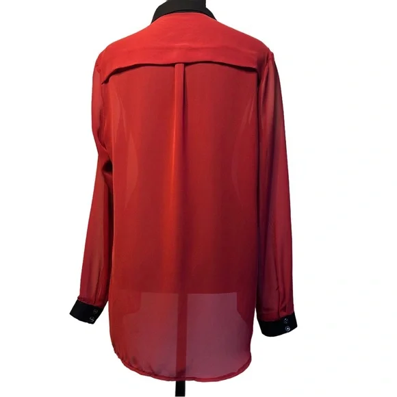 ✨Red & Black Sheer Blouse – Size M - Picture 5 of 10